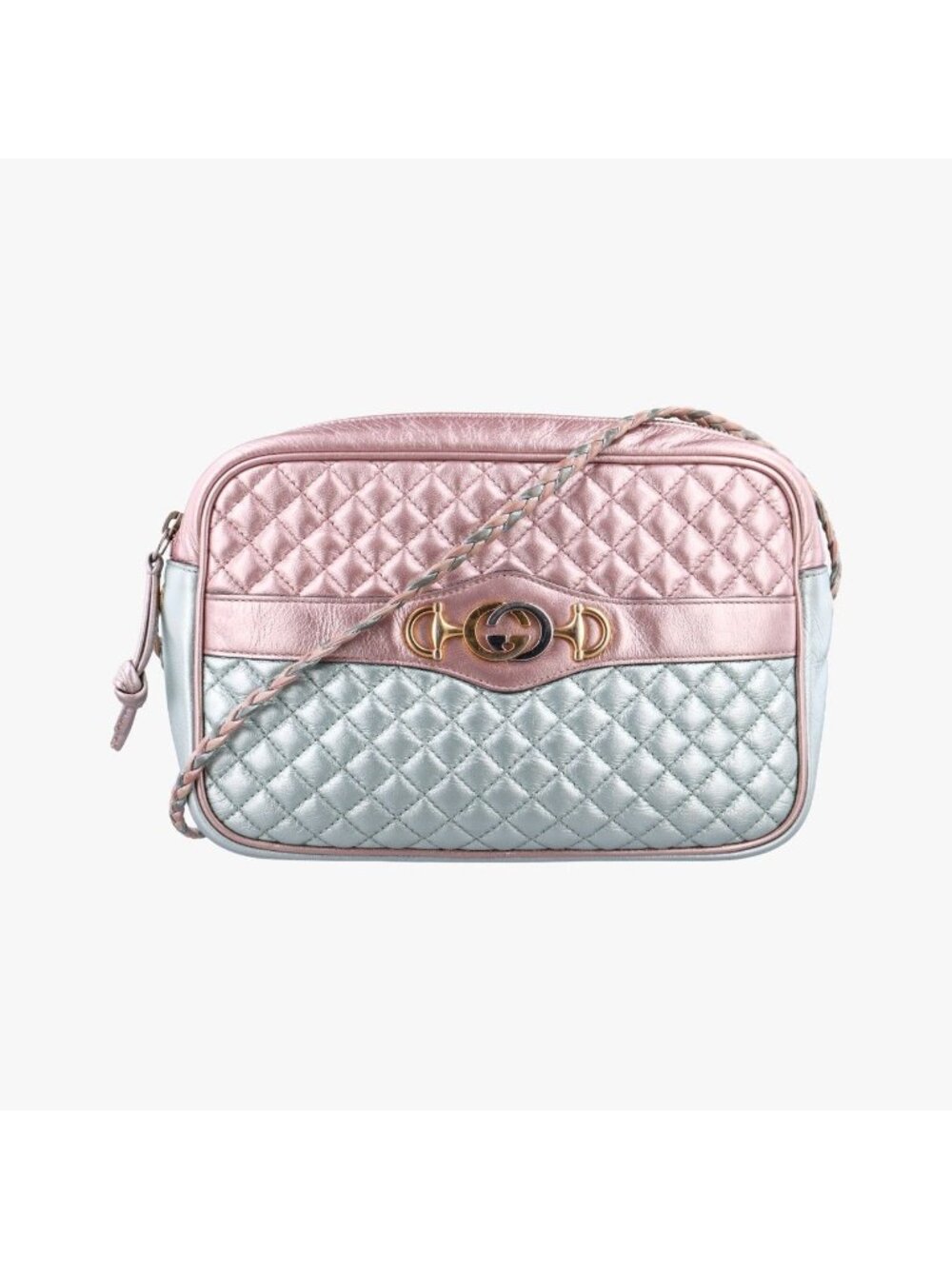 Gucci Trapuntata Camera Laminate Pink Green Multi Leather